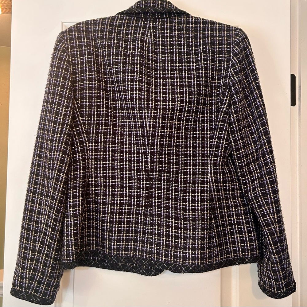 KASPER Tweed Blazer Size 8. Black/Purple/Tan Career Jacket EUC - Picture 5 of 13